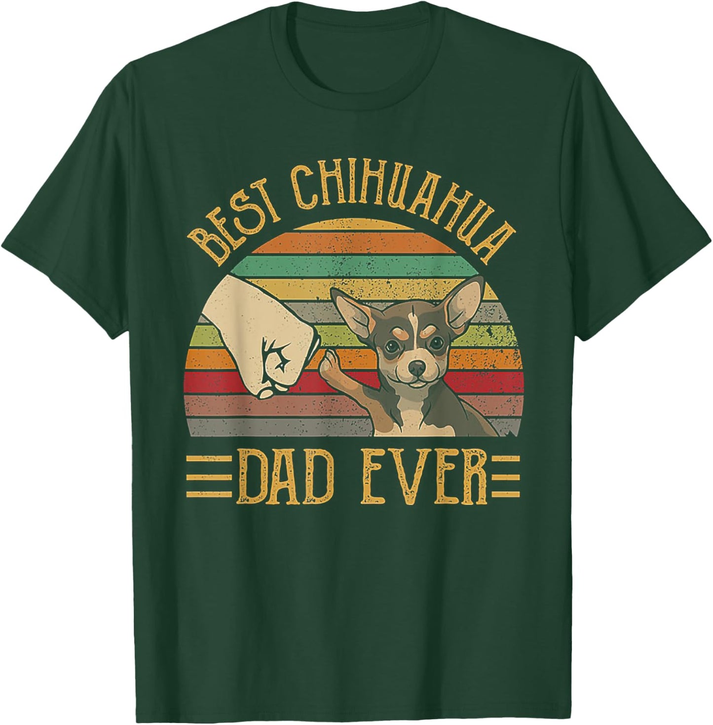 Best Chihuahua Dad Ever Retro Vintage Sunset T-Shirt - T-Shirt | Forest