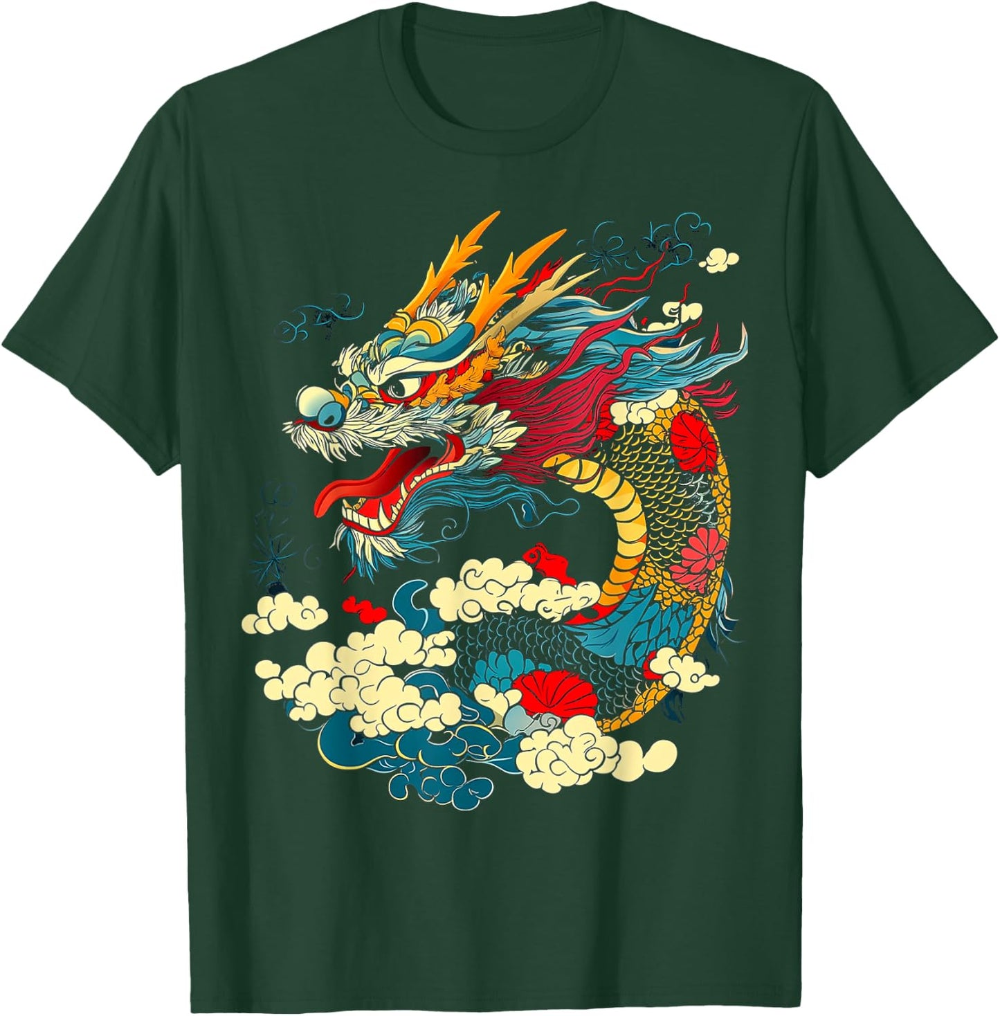 Asian Dragon Motif Mythical Art Asian Dragon T-Shirt - T-Shirt | Forest