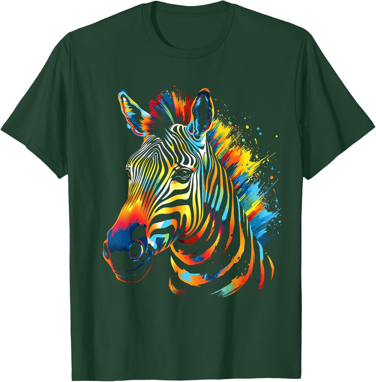 Zebra Colorful Animal Motif Art Zebra T-Shirt - T-Shirt | Forest