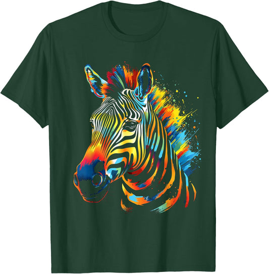 Zebra Colorful Animal Motif Art Zebra T-Shirt - T-Shirt | Forest