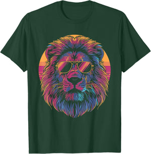Lion Vaporwave Aesthetic Vintage Synthwave 80s 90s Retro T-Shirt - T-Shirt | Forest