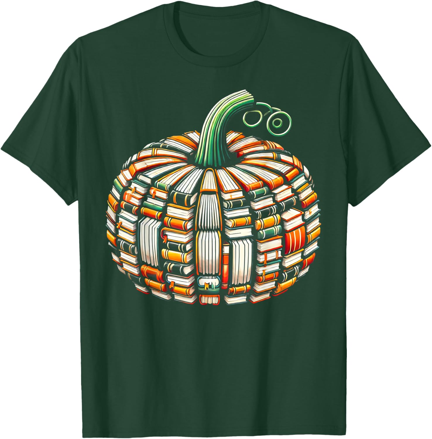 Vintage Book Pumpkin Autumn Fall Librarians Bookworm Teacher T-Shirt - T-Shirt | Forest