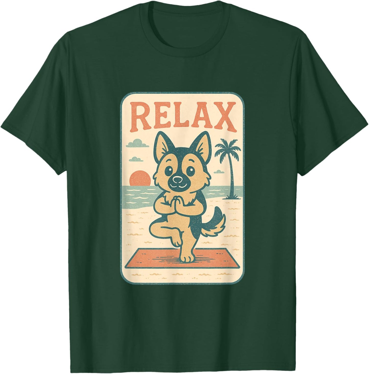 German Shepherd Relax Yoga Funny Relaxing Dog T-Shirt - T-Shirt | Forest