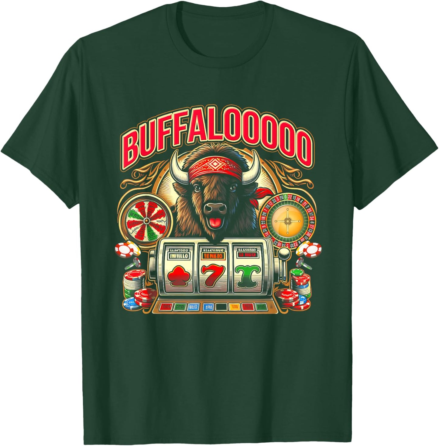 Lucky Buffalo Casino Buffalooooo Slot Machine Gambling Game T-Shirt - T-Shirt | Forest