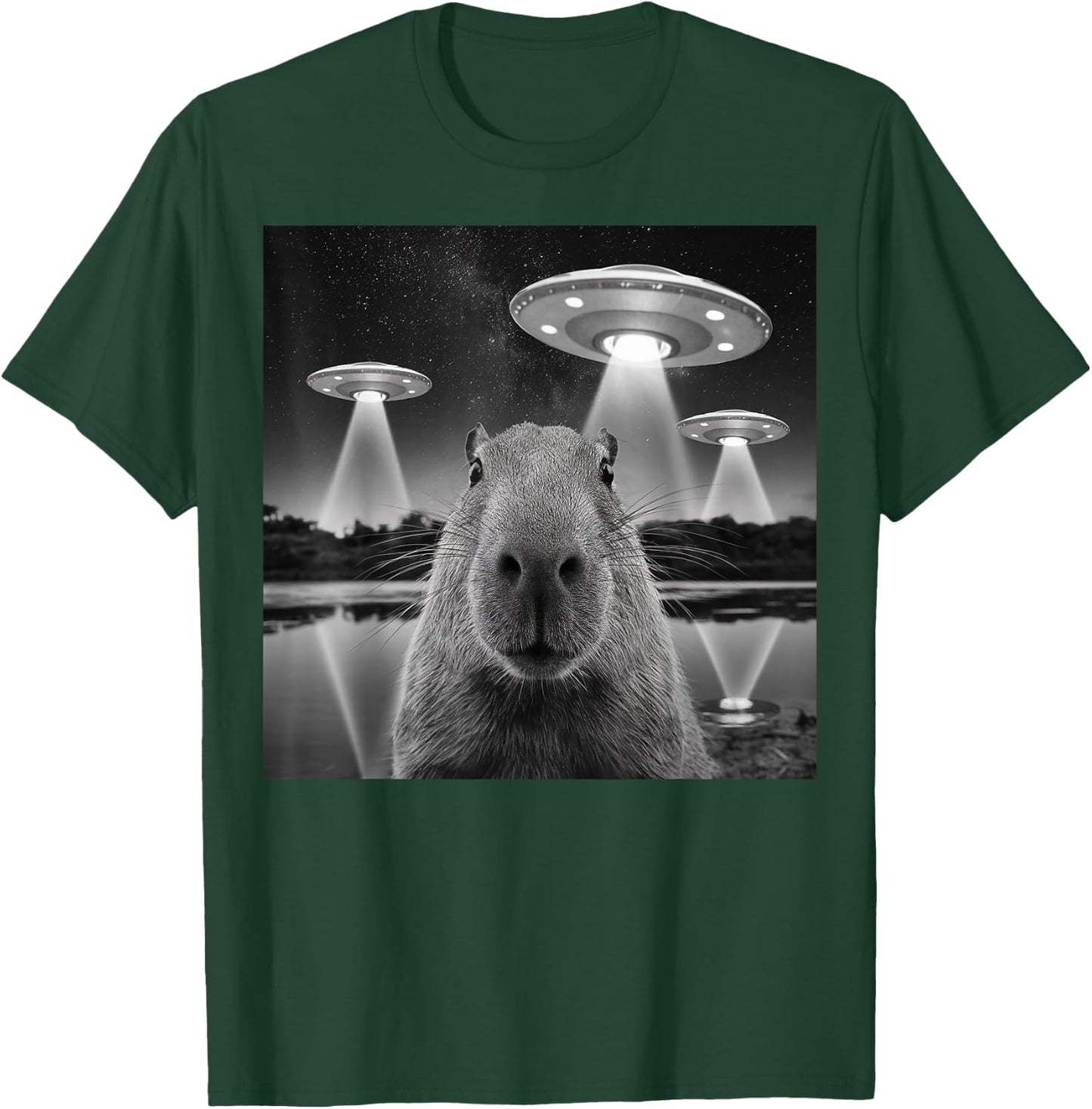 Capybara Selfie Alien UFO Gifts Men Women, Kid, Rodent Lover T-Shirt - T-Shirt | Forest