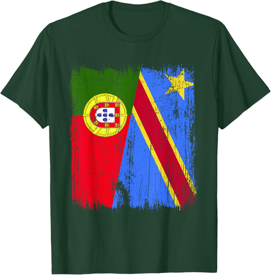 Portugal Congo Half Flag Portuguese Congolese Pride Jersey T-Shirt - T-Shirt | Forest