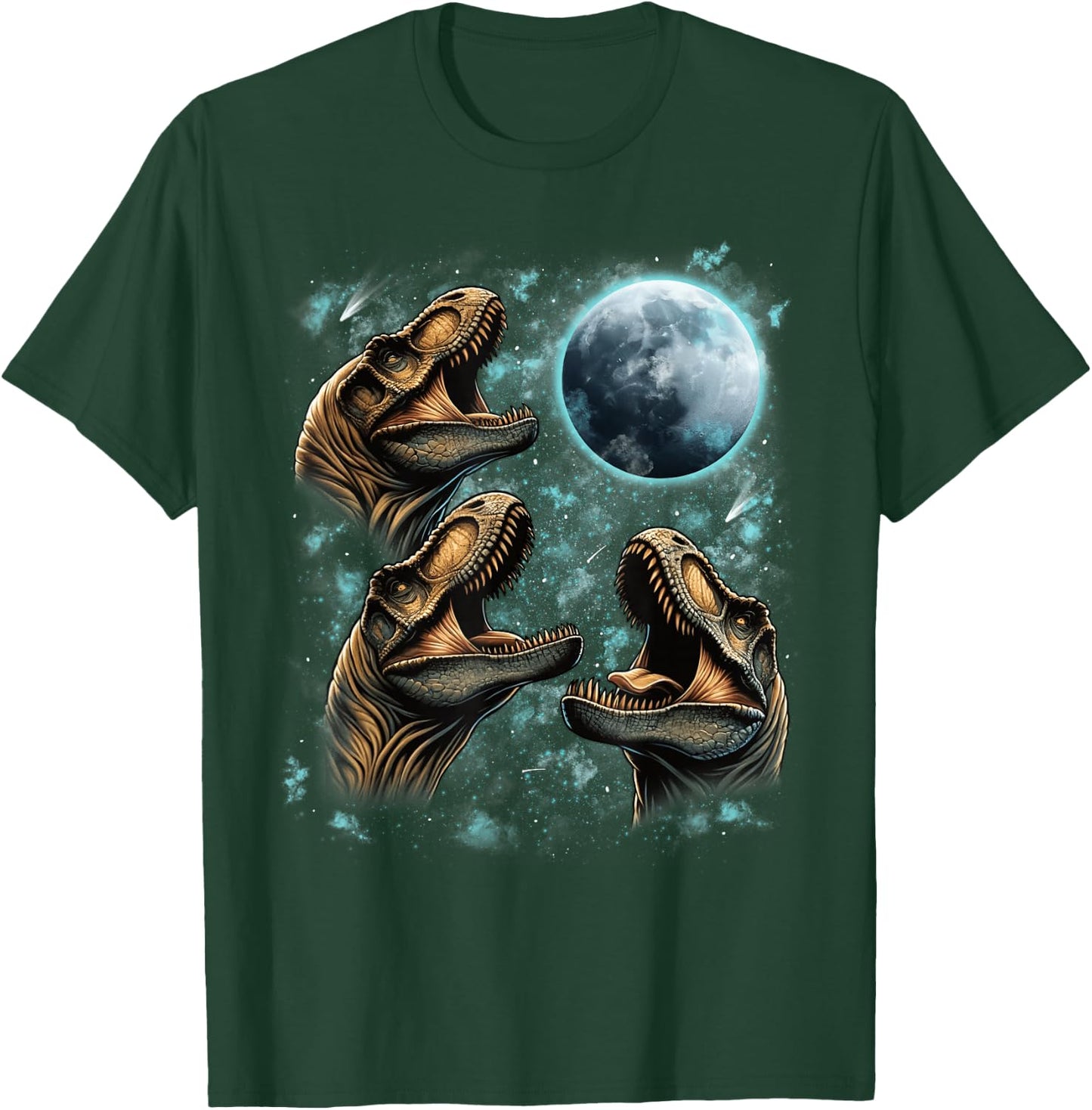 Three T-Rex Dinosaurs Howling At the Moon Funny Trex Howl T-Shirt - T-Shirt | Forest