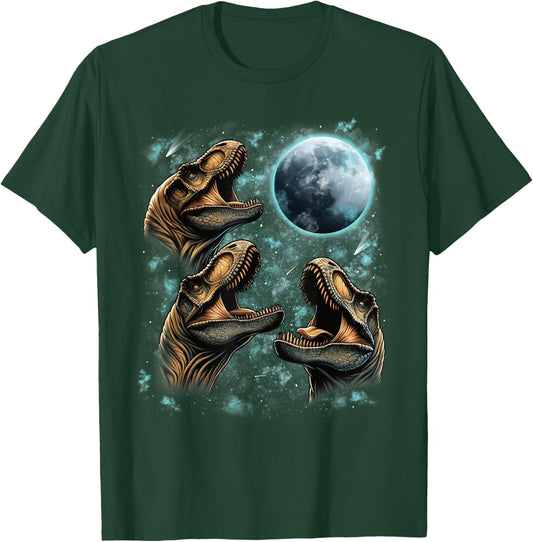 Three T-Rex Dinosaurs Howling At the Moon Funny Trex Howl T-Shirt - T-Shirt | Forest