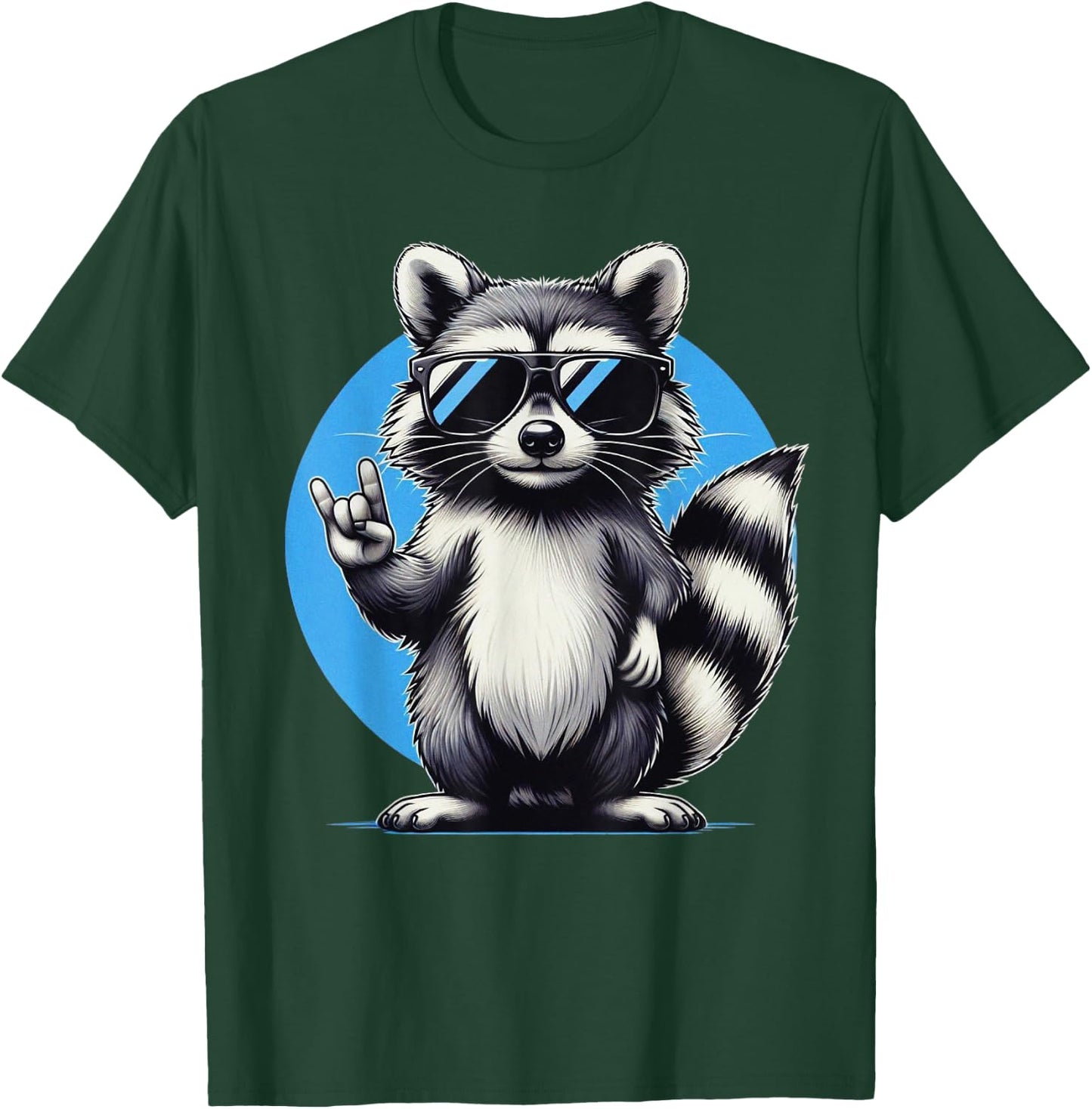 Funny Retro Raccoon Rock Music Men, Kids, Women Cool Raccoon T-Shirt - T-Shirt | Forest