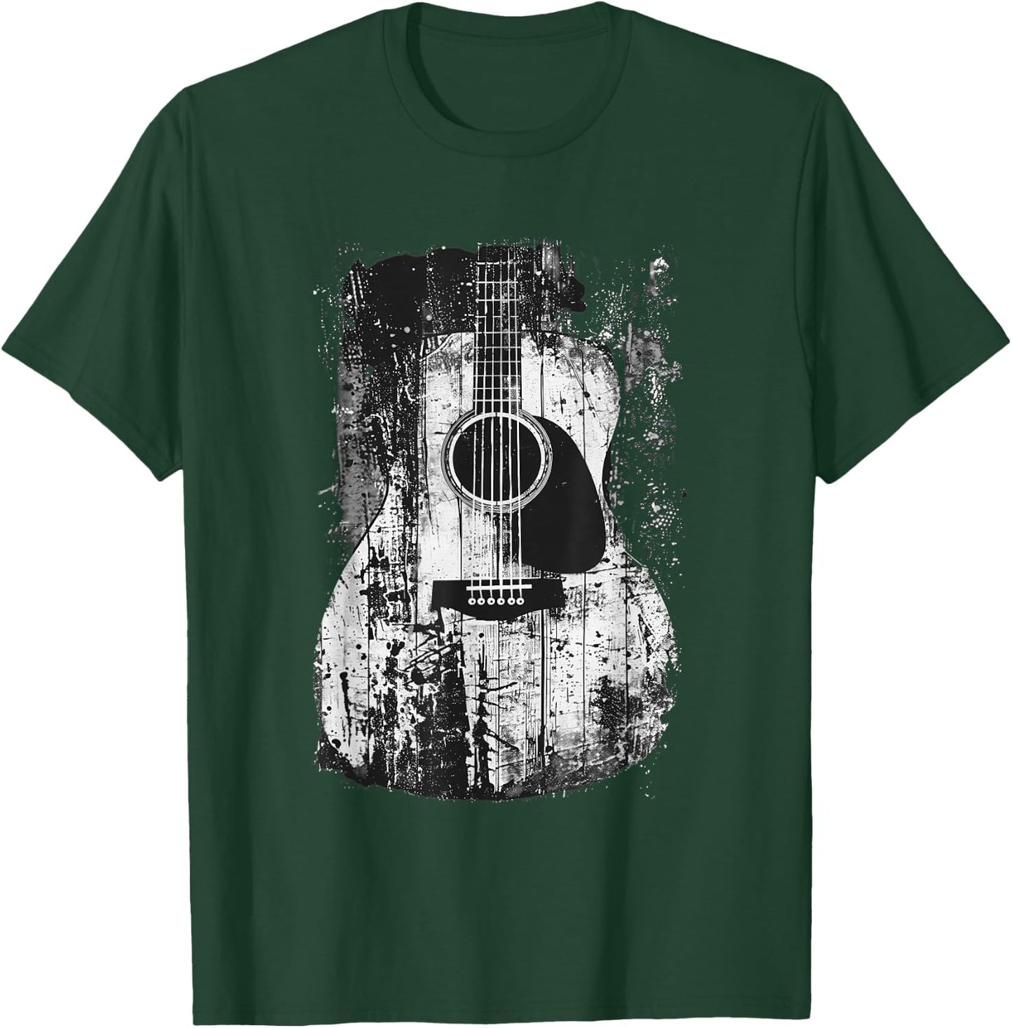 Acoustic Guitar, Vintage, Distressed, Rock & Roll Music. T-Shirt - T-Shirt | Forest