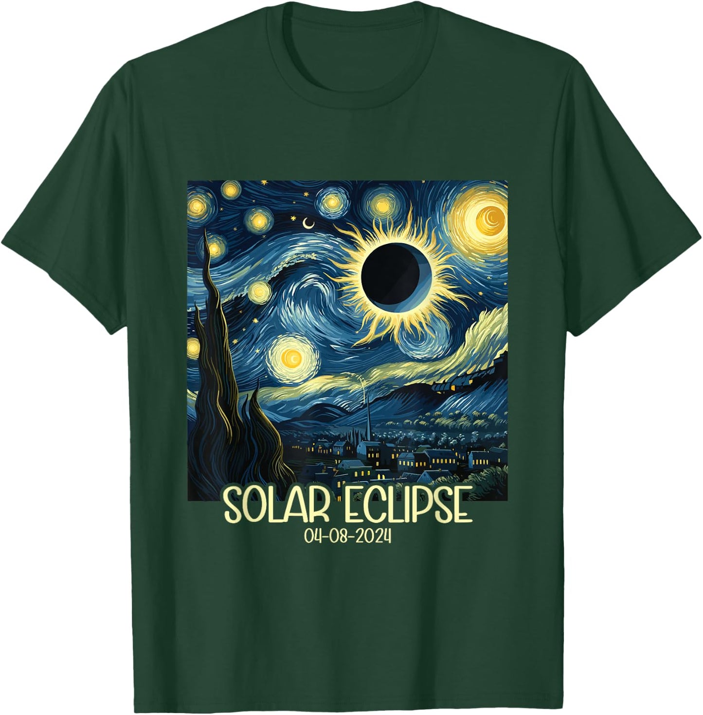 Van Gogh Starry Night Total Solar Eclipse April 8 2024 T-Shirt - T-Shirt | Forest