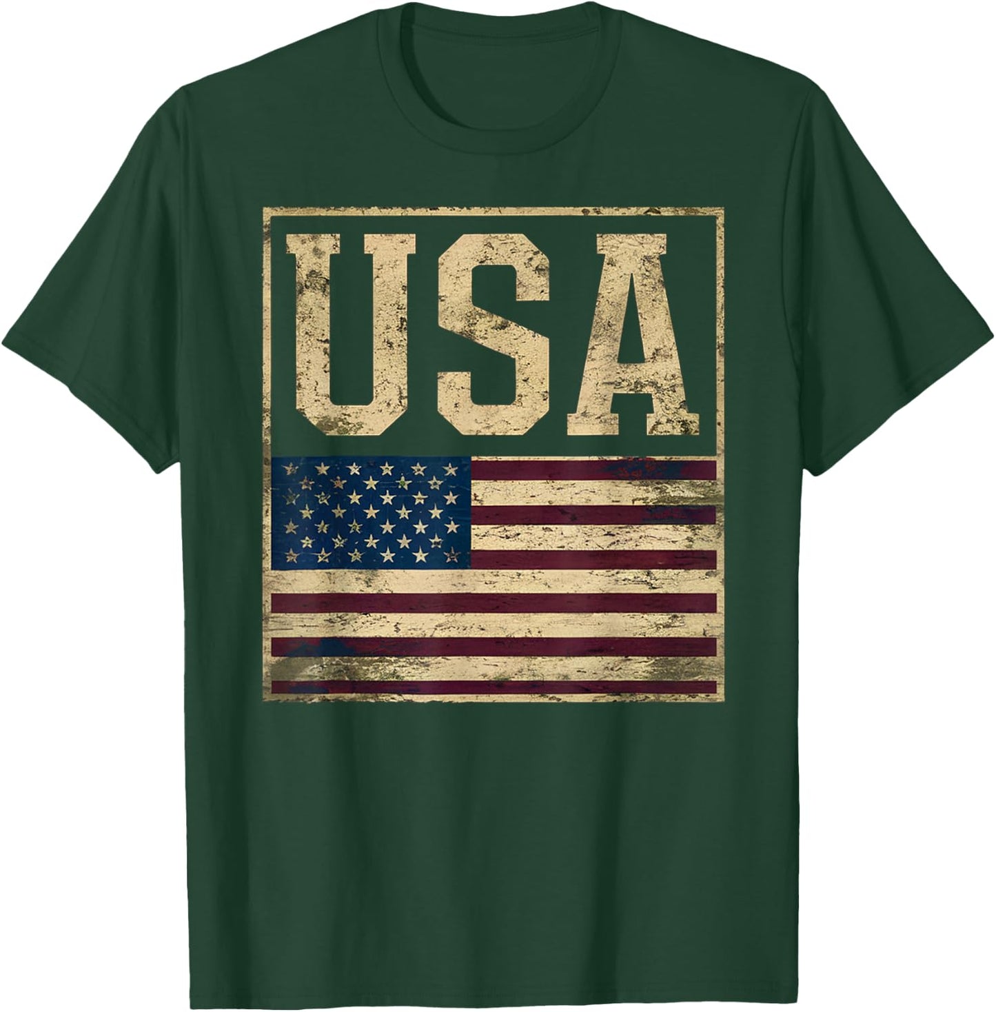 USA American Flag Vintage Patriotic Pride Design T-Shirt - T-Shirt | Forest