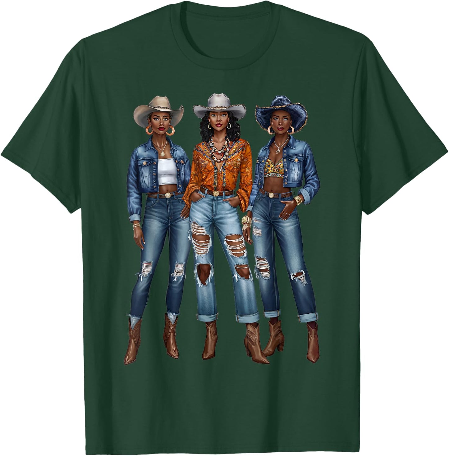 Black Cowgirl Vibes Melanin Black History Texas T-Shirt - T-Shirt | Forest