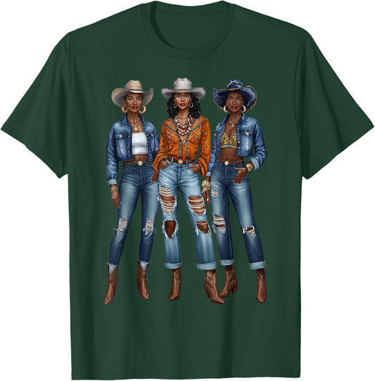 Black Cowgirl Vibes Melanin Black History Texas T-Shirt - T-Shirt | Forest