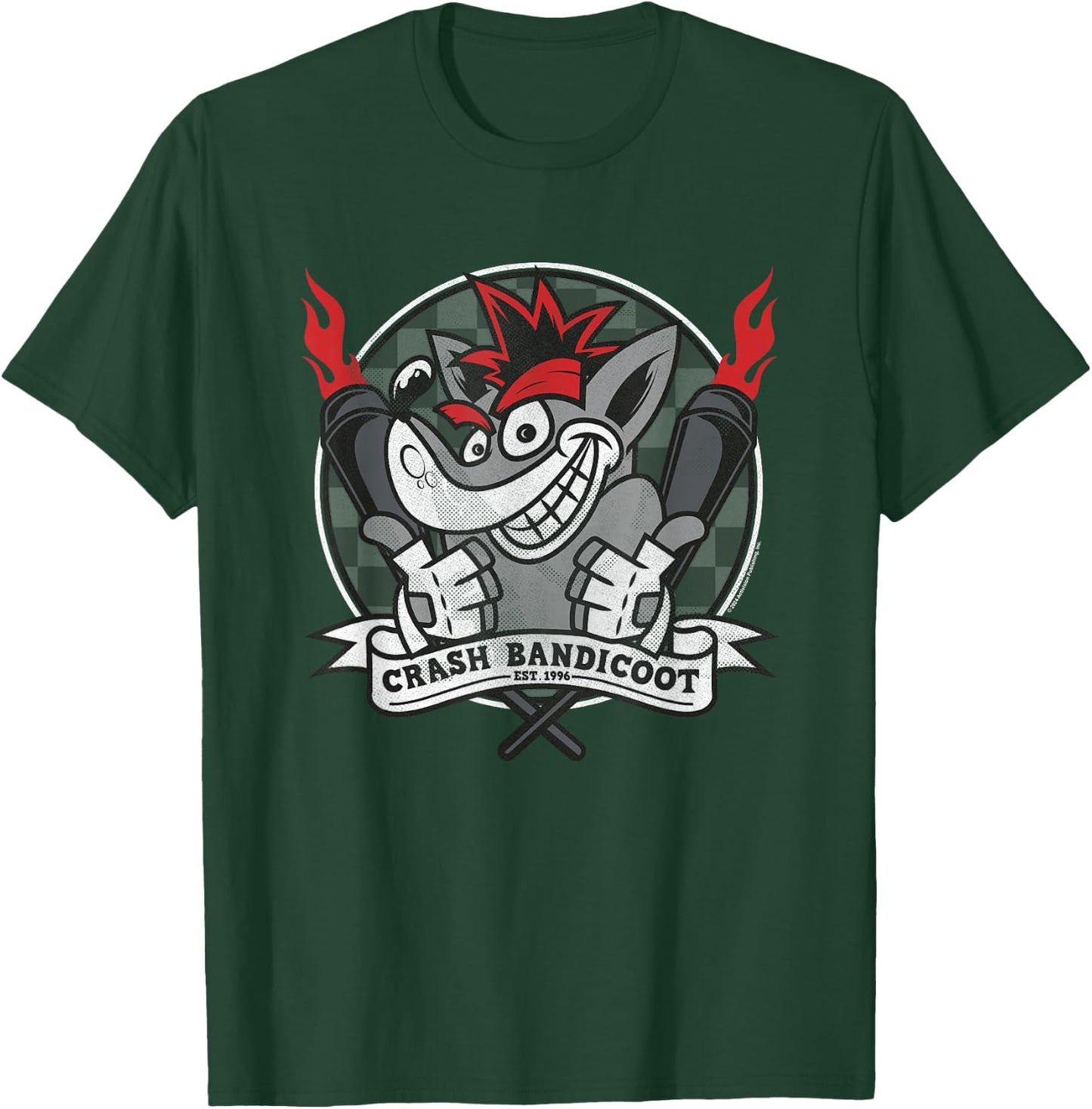 Crash Bandicoot Est 1996 Checkerboard Retro Big Chest Poster T-Shirt - T-Shirt | Forest
