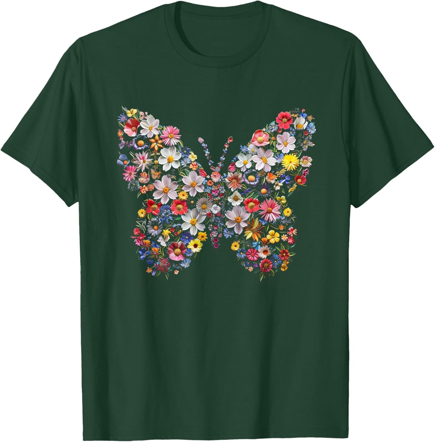 Graphic Beautiful Butterflies Flowers Funny Garden Design T-Shirt - T-Shirt | Forest