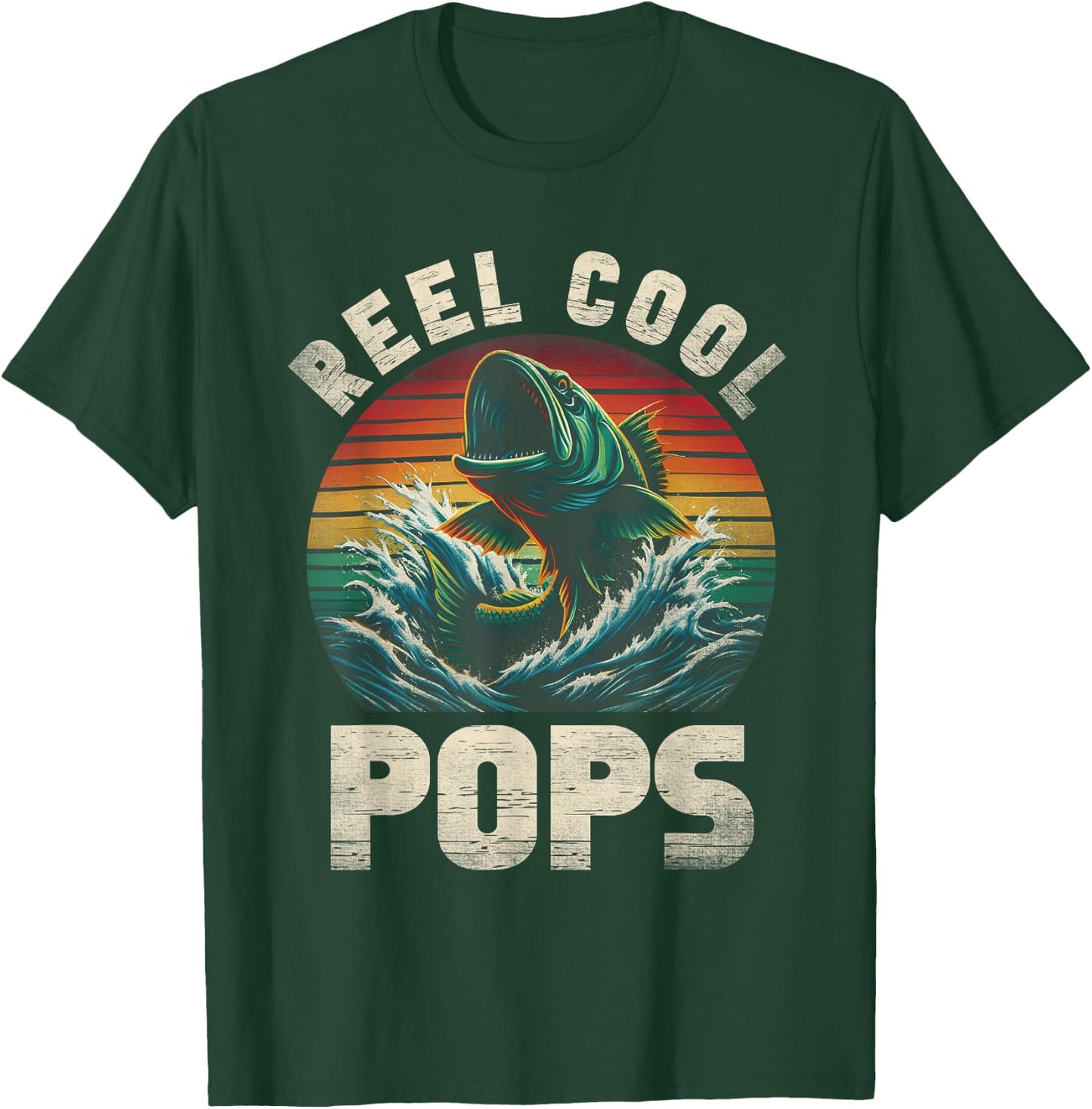 Reel Cool Pops Fishing Pops Pop Father's Day Fisherman Fish T-Shirt - T-Shirt | Forest