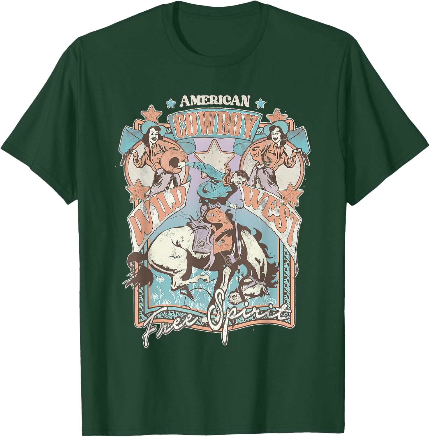 Western American Rodeo Cowboy Wild West Free Spirit T-Shirt - T-Shirt | Forest