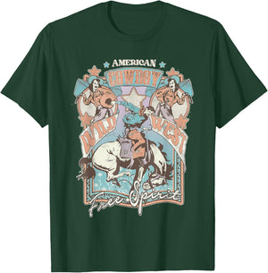 Western American Rodeo Cowboy Wild West Free Spirit T-Shirt - T-Shirt | Forest