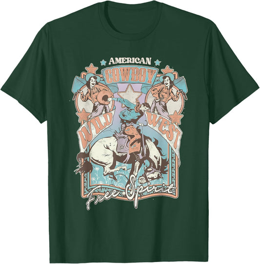 Western American Rodeo Cowboy Wild West Free Spirit T-Shirt - T-Shirt | Forest