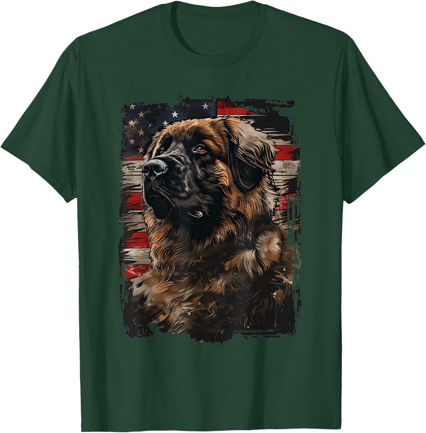 Leonberger American Flag T-Shirt - T-Shirt | Forest