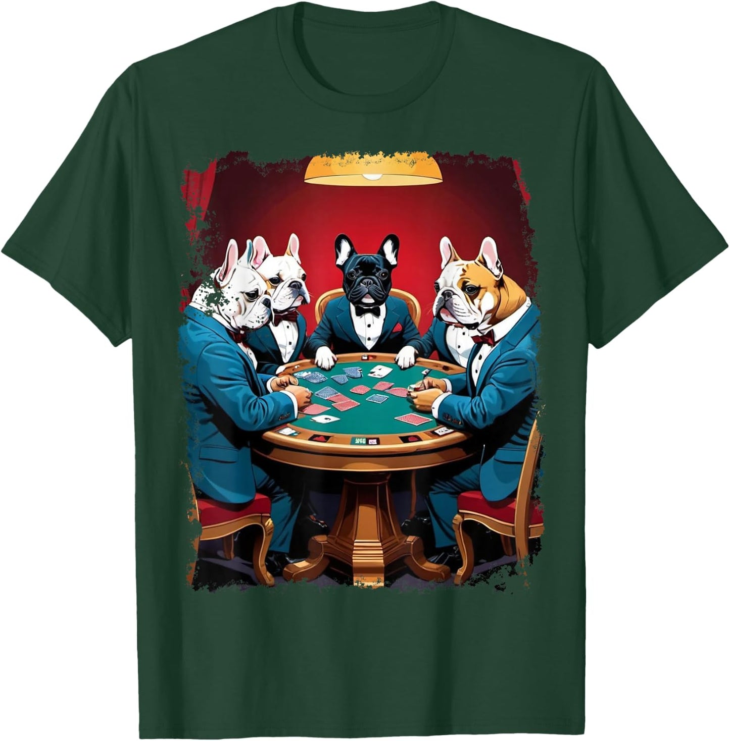 Pop Art Gambling French Bulldog Playing Poker Cards T-Shirt - T-Shirt | Forest