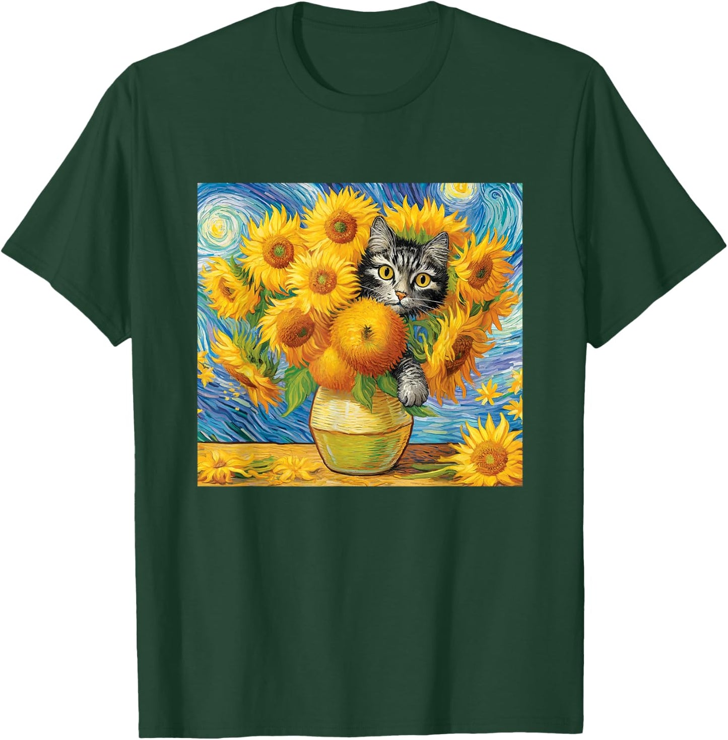Van Gogh Sunflowers Kitten T-Shirt - T-Shirt | Forest