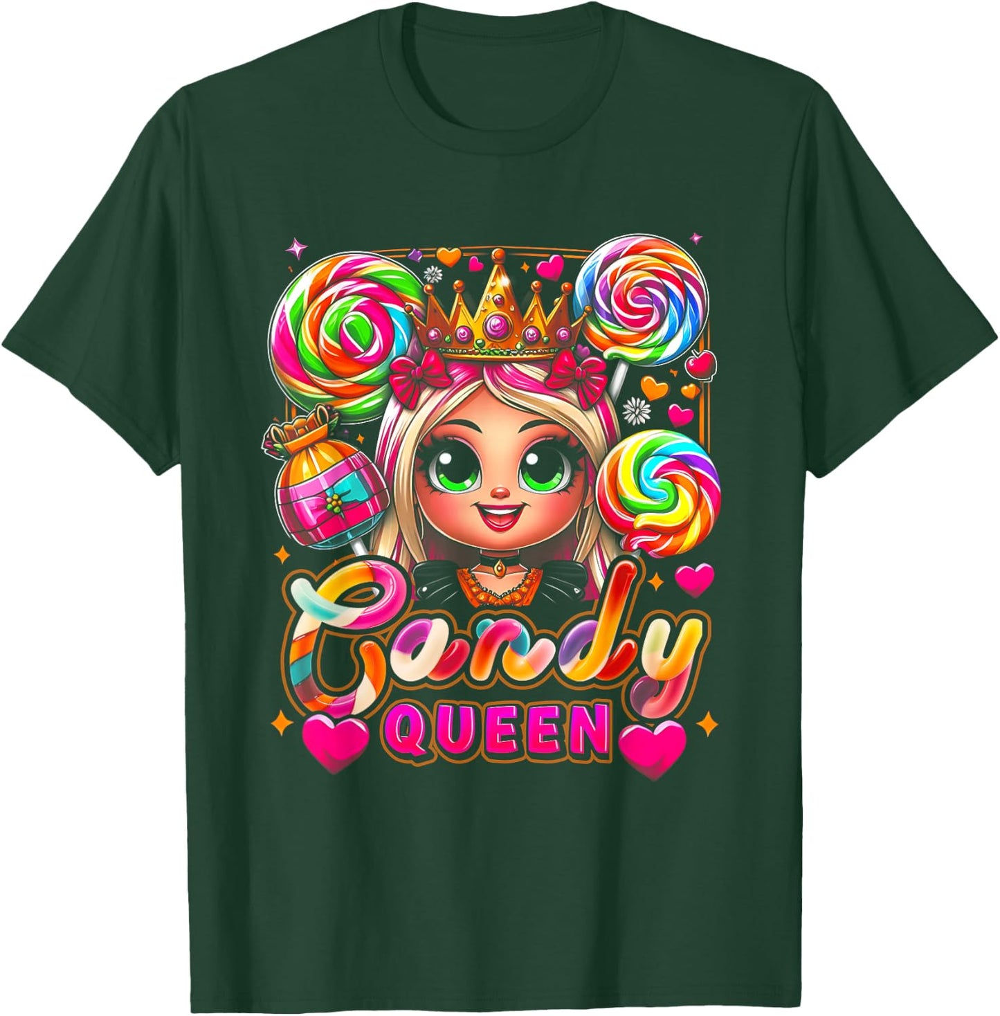 Funny Halloween Candy a Queen Lollipop Lover Girls Colorful T-Shirt - T-Shirt | Forest