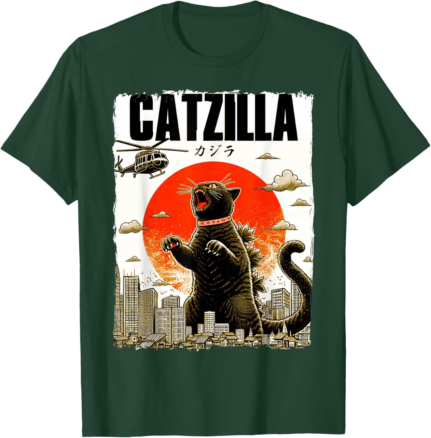Catzilla Funny Cat Lover Kitten Catzilla Cat Japanese Art T-Shirt - T-Shirt | Forest