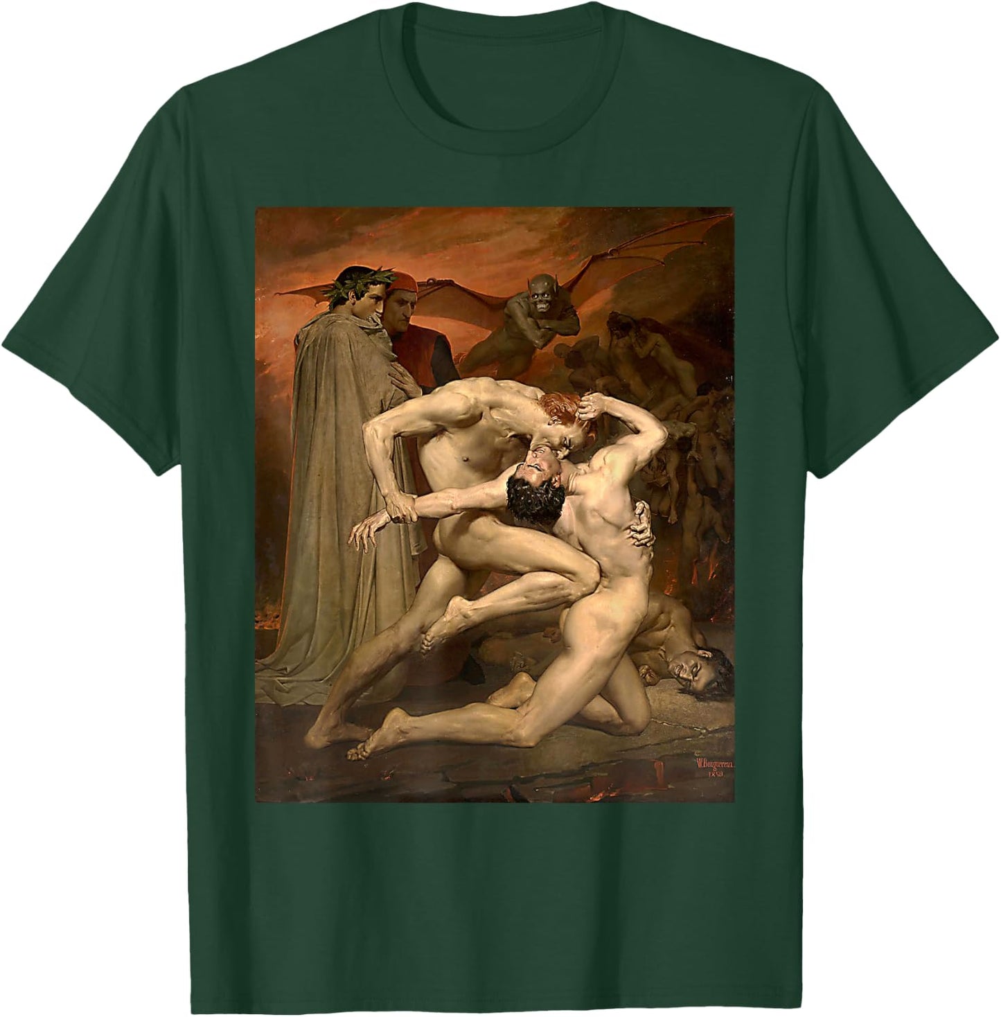 Urban Empyre Dante and Virgil in Hell Painting by William Bouguereau 1850 , Small, Black T-Shirt - T-Shirt | Forest