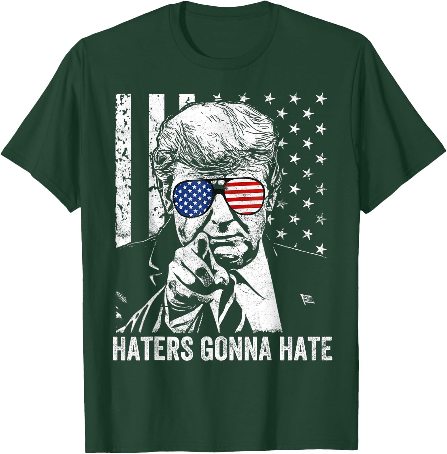 Amazing Patriot -Adults Funny Haters Gonna Hate President Donald Trump Middle Finger - Black, Small T-Shirt - T-Shirt | Forest