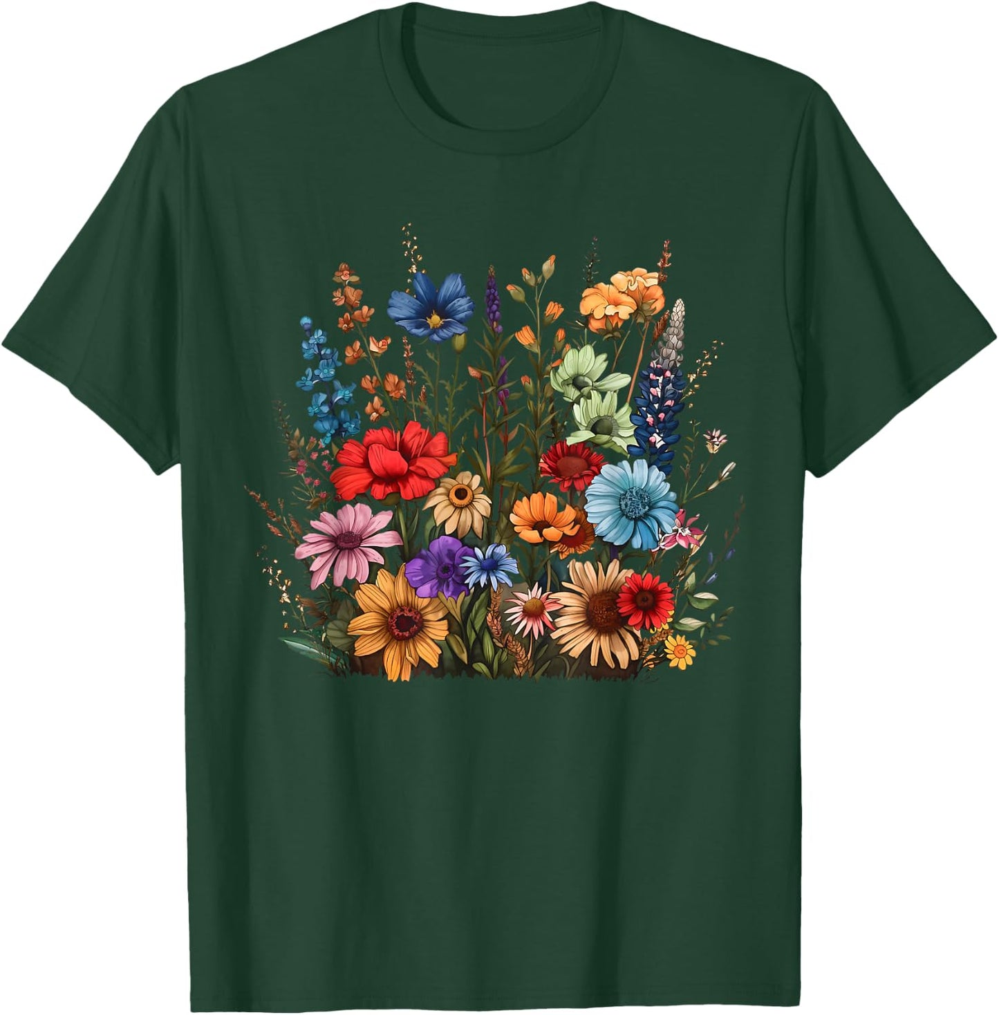 Vintage Wildflower Summer Botanical Gardening Plant Lover T-Shirt - T-Shirt | Forest