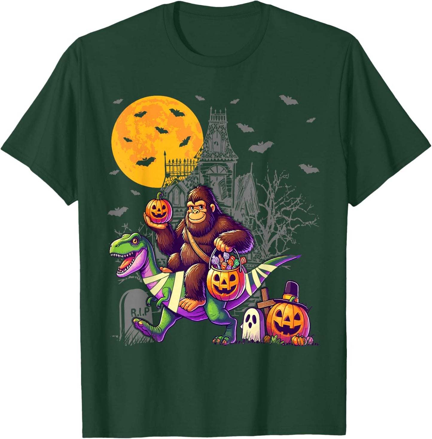 Bigfoot Dinosaur Halloween Costume T Rex Boys Kids T-Shirt - T-Shirt | Forest