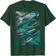 Teal And White Brushstroke Design Graphic T-Shirt - T-Shirt | Forest