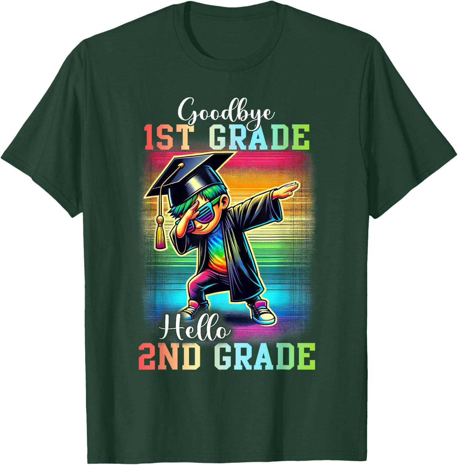 Goodbye 1st Grade Hello 2nd Grade Dabbing Boy Colorful T-Shirt - T-Shirt | Forest