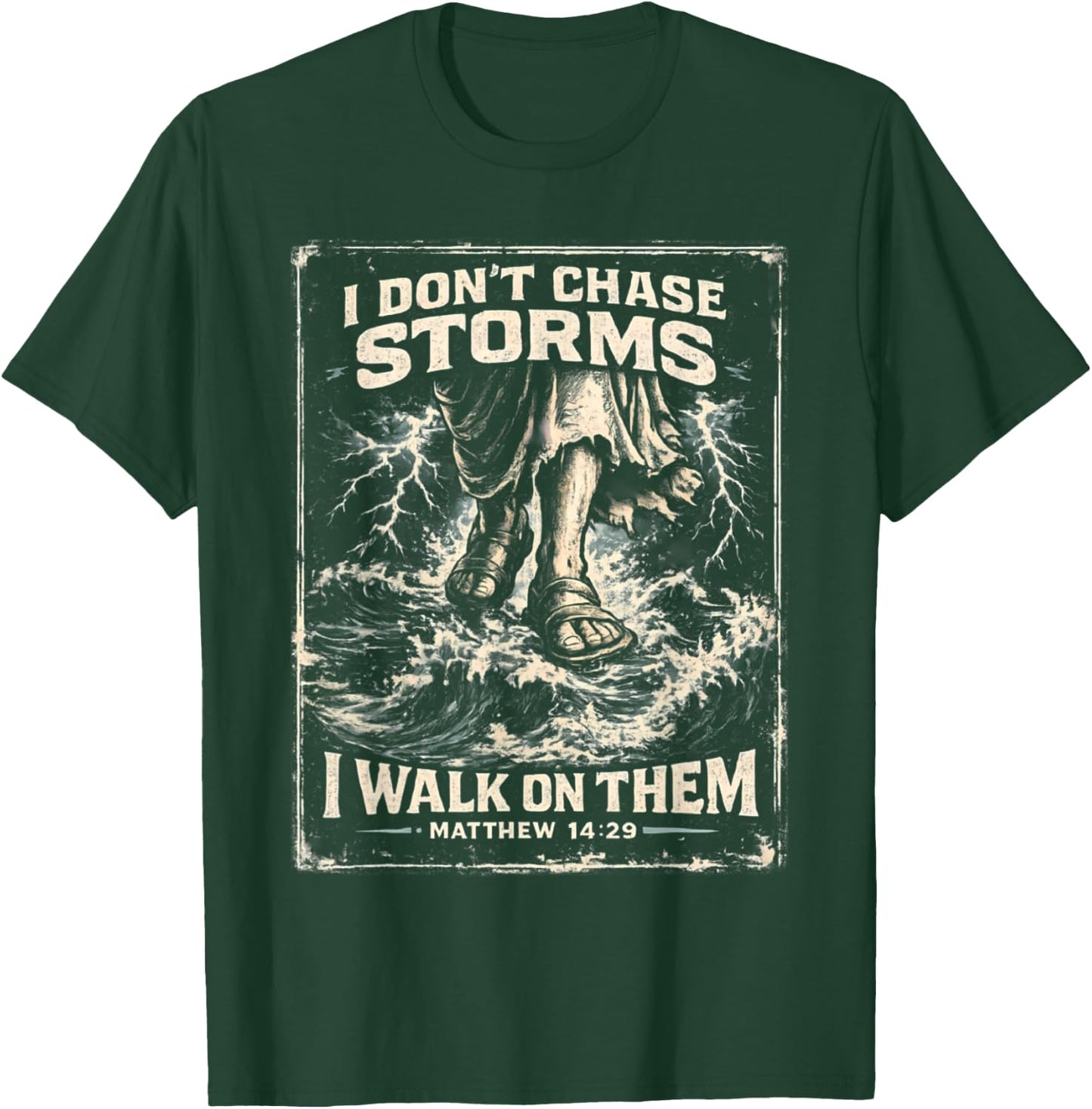 Jesus Walking on Water Matthew 14:29 Funny Christian T-Shirt - T-Shirt | Forest