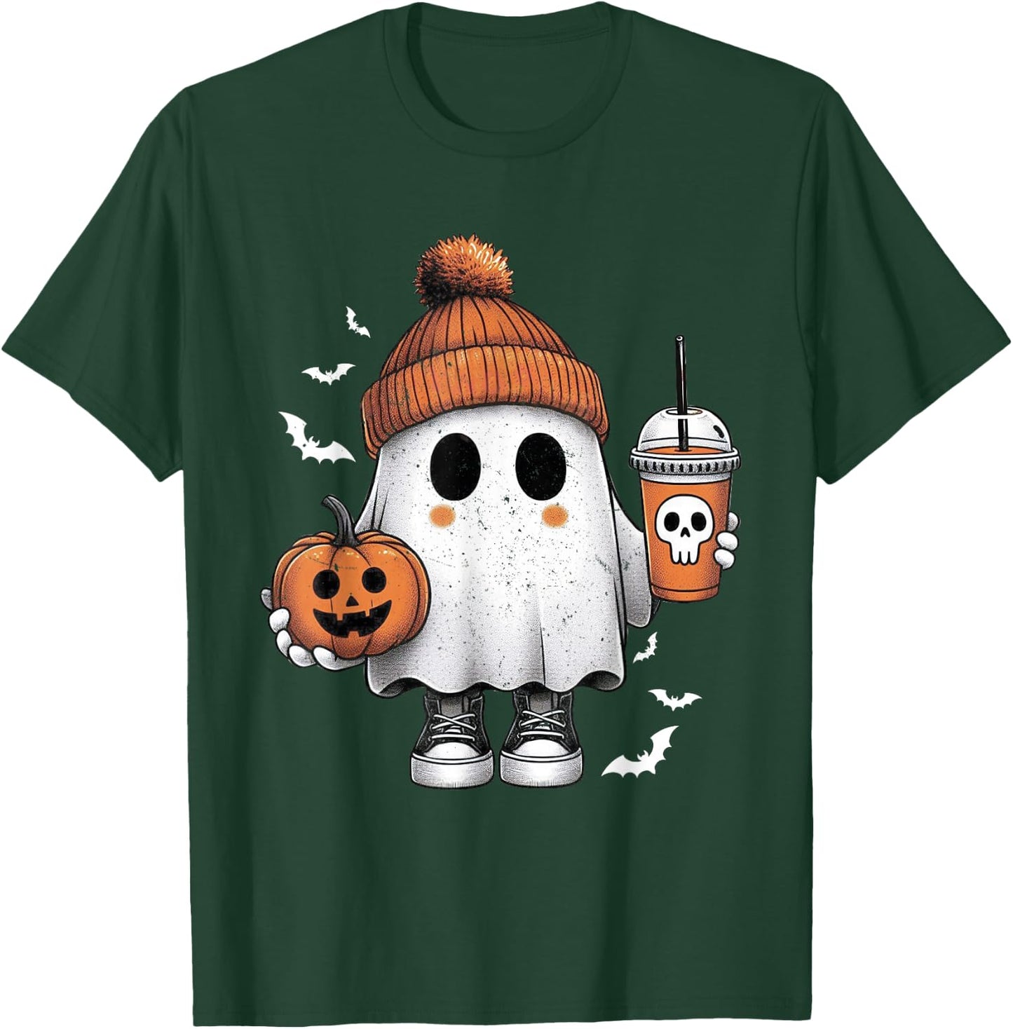 Cute Halloween Ghost Drink Pumpkin Halloween T-Shirt - T-Shirt | Forest
