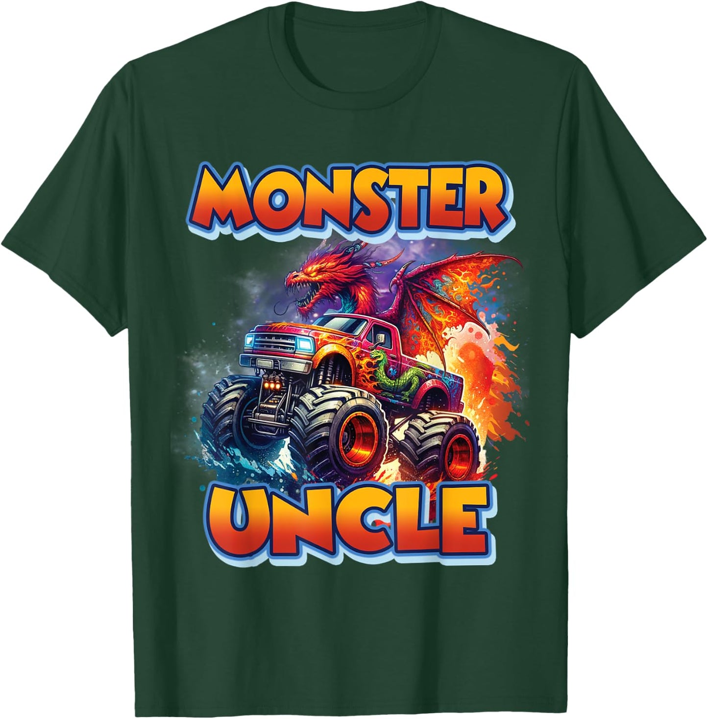 Monster Uncle Birthday Boy Monster Truck Car Family Matching T-Shirt - T-Shirt | Forest