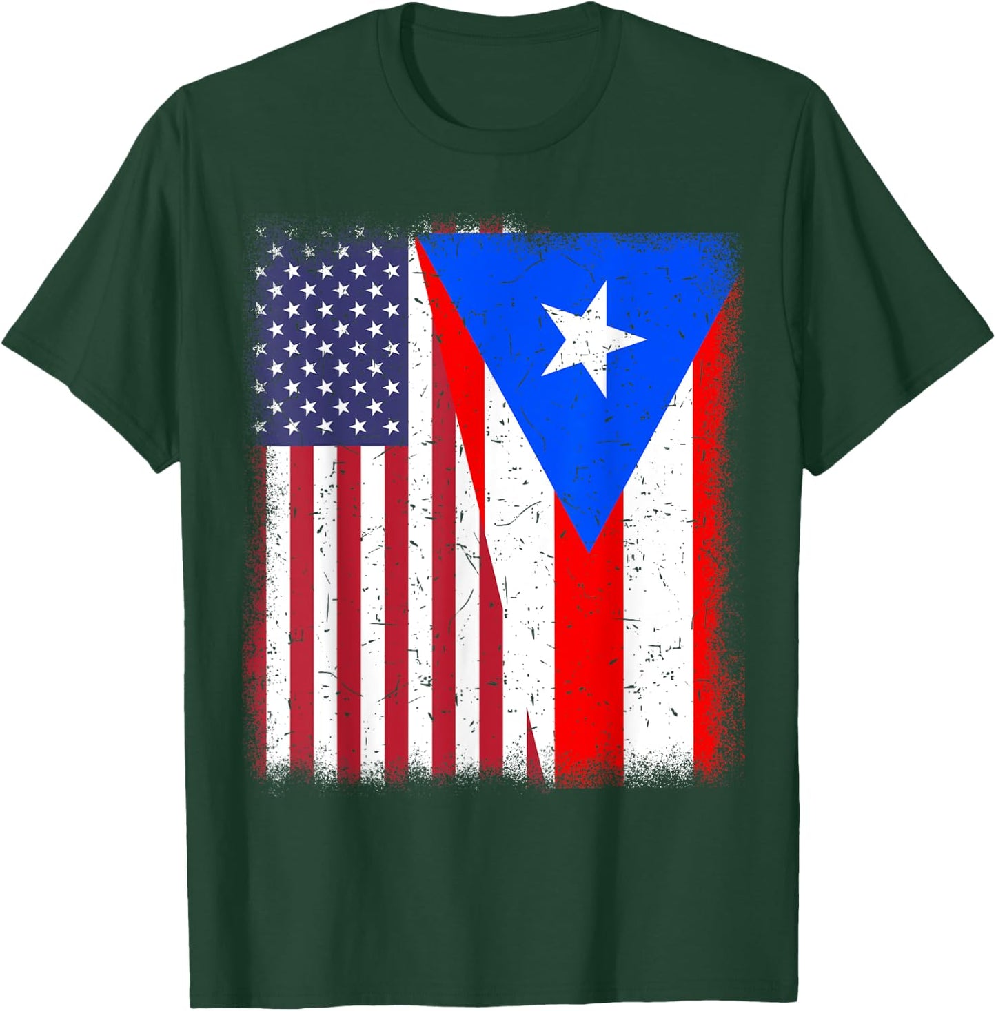 Puerto Rico American Flag 4th July Hispanic Heritage Rican T-Shirt - T-Shirt | Forest