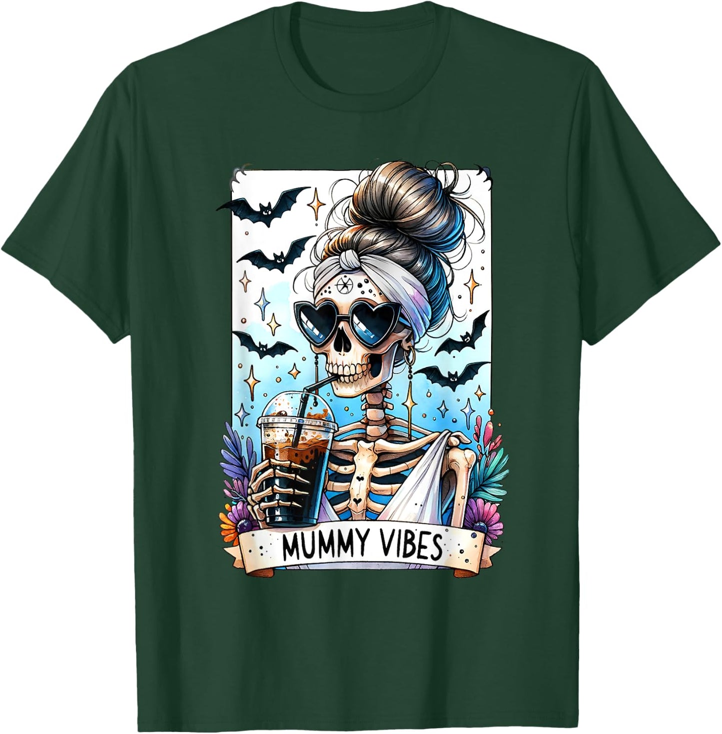 Tarot Card Mummy Vibes Spooky Season Skeleton Mom Halloween T-Shirt - T-Shirt | Forest