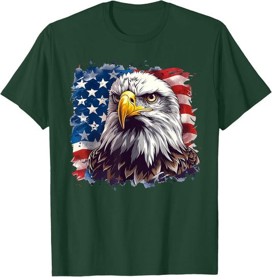 Funny 4th Of July Eagle Patriotic USA Flag Men Women Kids T-Shirt - T-Shirt | Forest