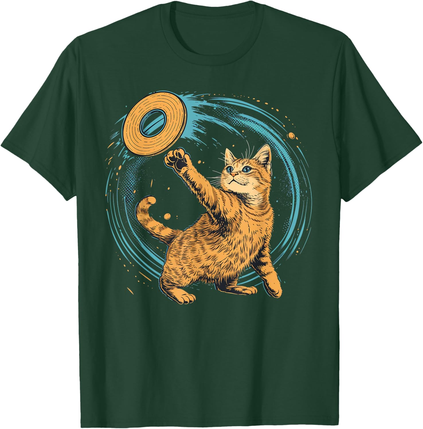 Disc Golfer Cat on Disc Golf Women Kids T-Shirt - T-Shirt | Forest