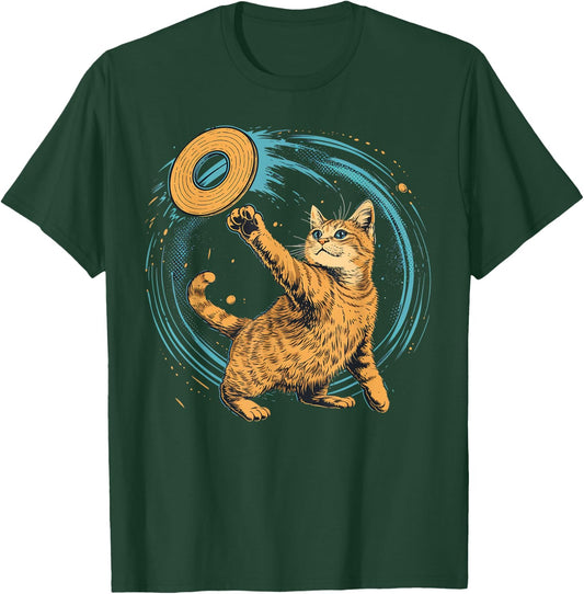 Disc Golfer Cat on Disc Golf Women Kids T-Shirt - T-Shirt | Forest