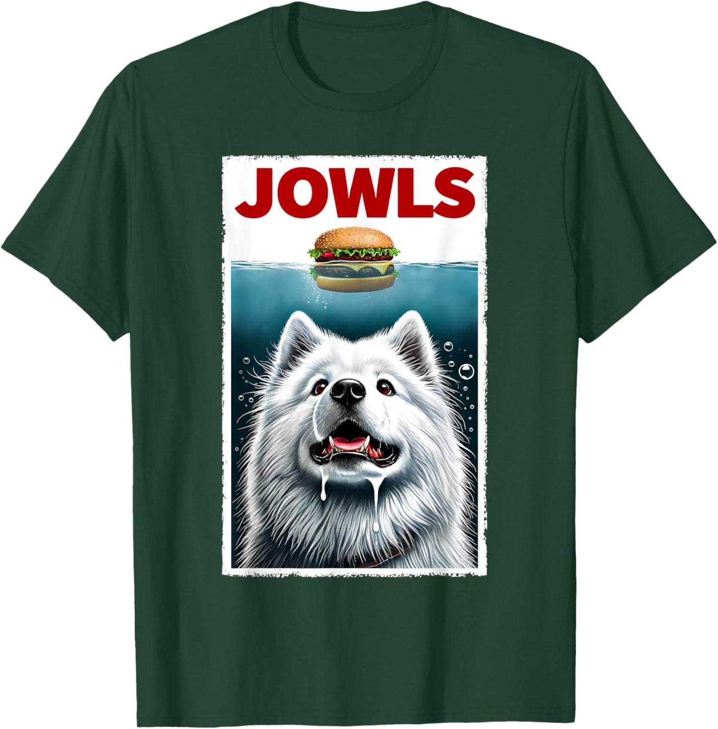 Funny Samoyed and Hamburger Parody Jowls Dog Lover T-Shirt - T-Shirt | Forest