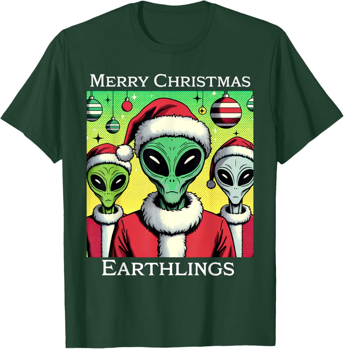 Funny Alien Santa Claus Merry Christmas Earthlings Holiday T-Shirt - T-Shirt | Forest