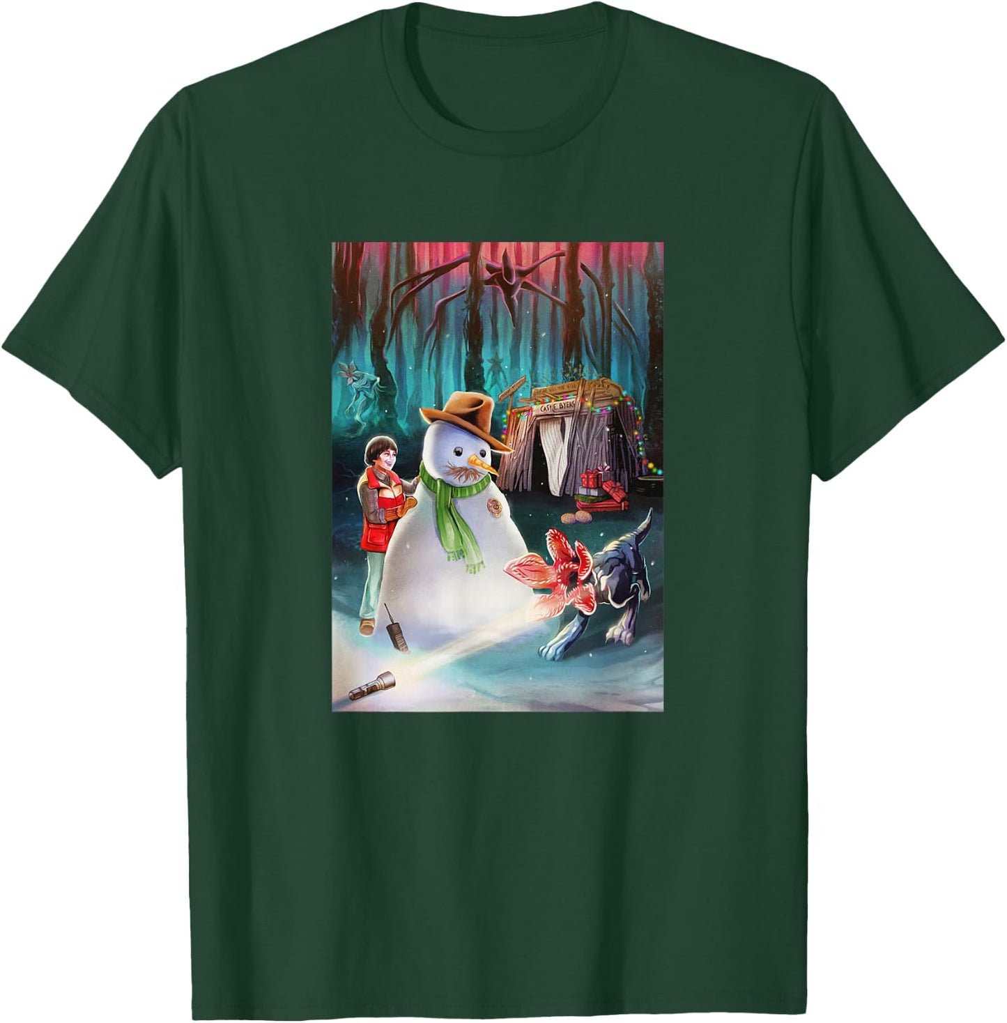 Stranger Things Christmas Upside down Castle Byers Poster T-Shirt - T-Shirt | Forest