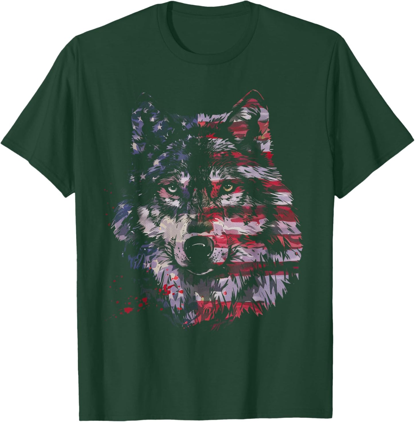 Wolf American Flag USA Patriotic Wolf Lover T-Shirt - T-Shirt | Forest