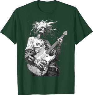 Skeleton playing guitar ,Rock Star Shredding Guitar T-Shirt - T-Shirt | Forest