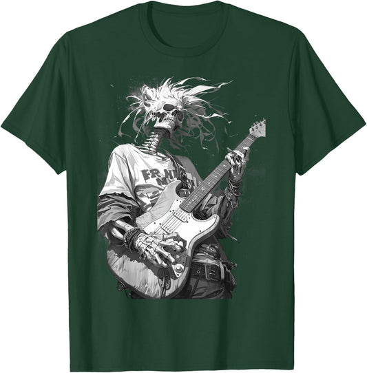 Skeleton playing guitar ,Rock Star Shredding Guitar T-Shirt - T-Shirt | Forest