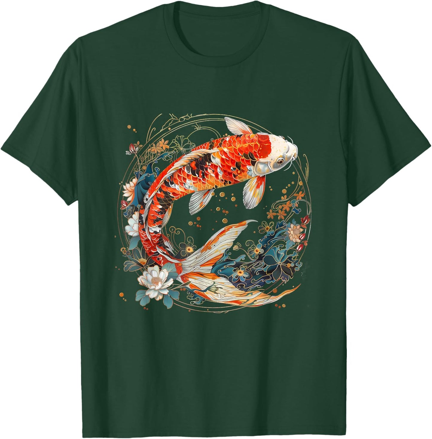 Koi Fish Lotus Japanese Pond Lover Japanese Koi Carp Fish T-Shirt - T-Shirt | Forest